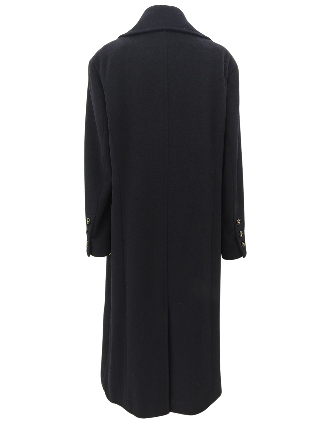 カシミアCCマークボタンダブルブレストロングコート ブラック