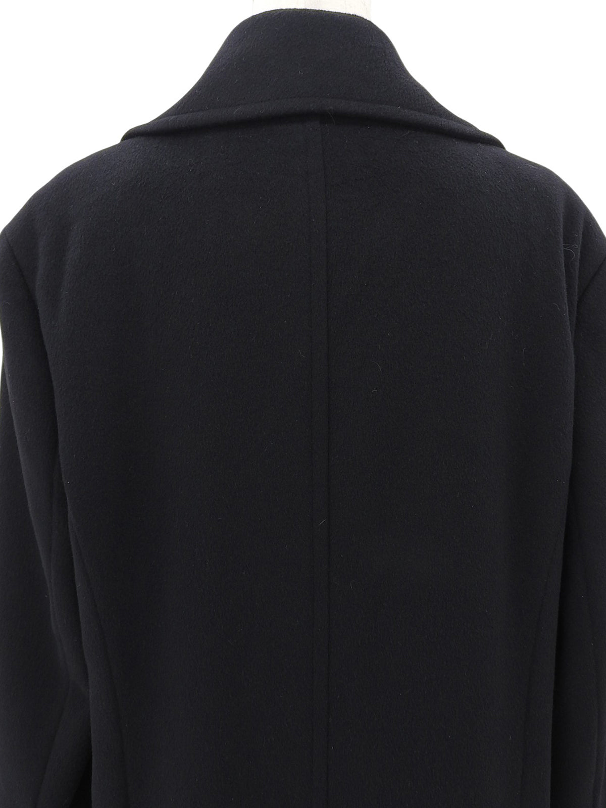 カシミアCCマークボタンダブルブレストロングコート ブラック