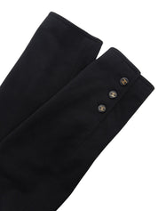 カシミアCCマークボタンダブルブレストロングコート ブラック