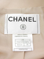 2007 Leather Two-Tone CC Mark Button Collarless Jacket in Beige/Pink