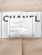 2007 Leather Two-Tone CC Mark Button Collarless Jacket in Beige/Pink