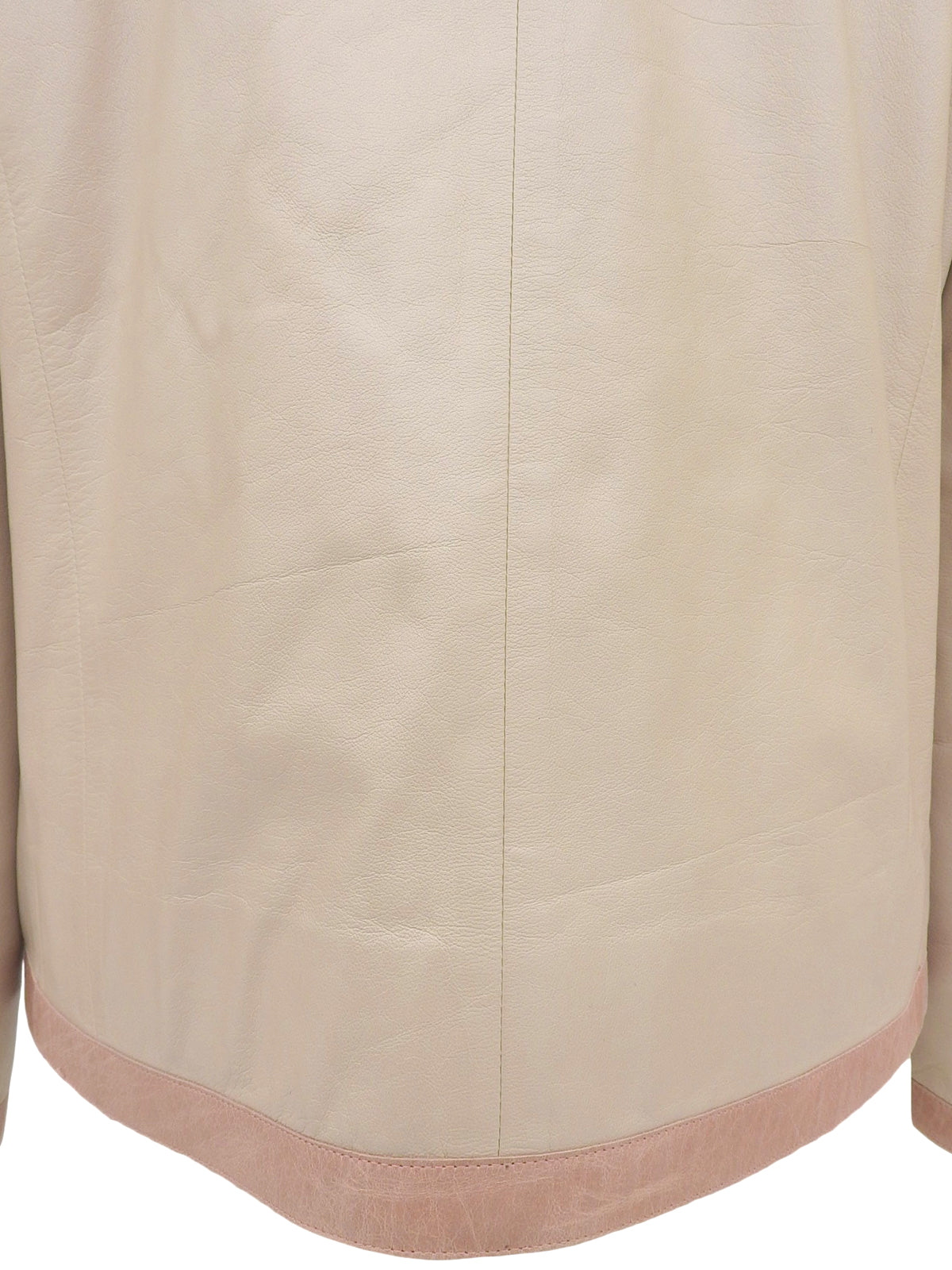 2007 Leather Two-Tone CC Mark Button Collarless Jacket in Beige/Pink