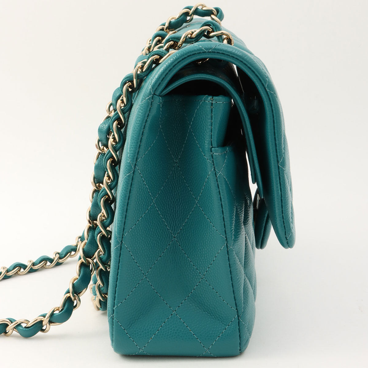 2021 Caviar Skin Classic Flap Chain Bag 25cm Green