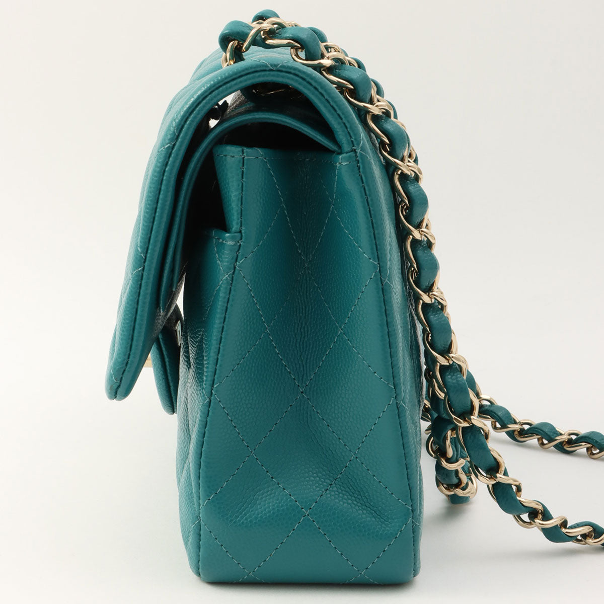 2021 Caviar Skin Classic Flap Chain Bag 25cm Green