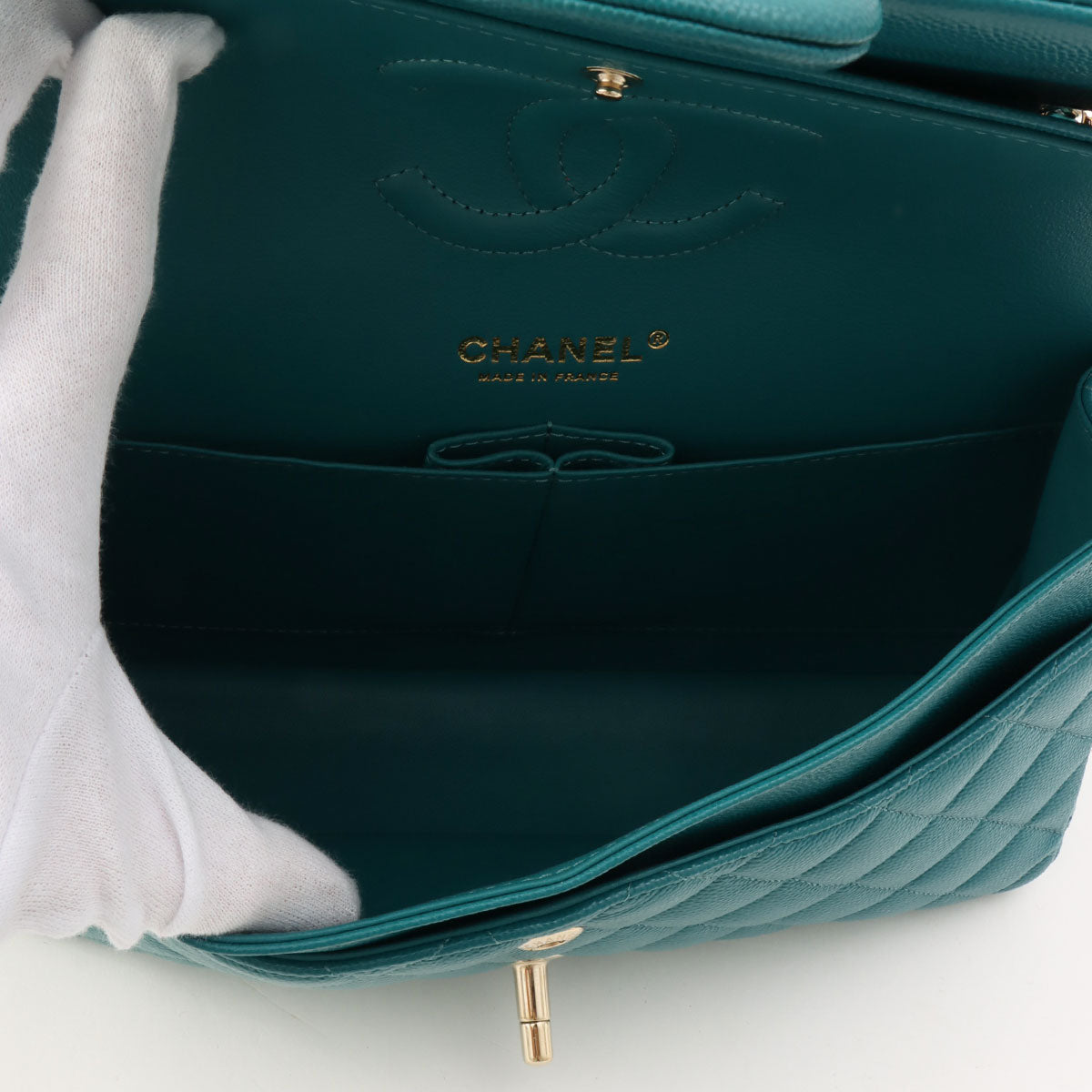 2021 Caviar Skin Classic Flap Chain Bag 25cm Green