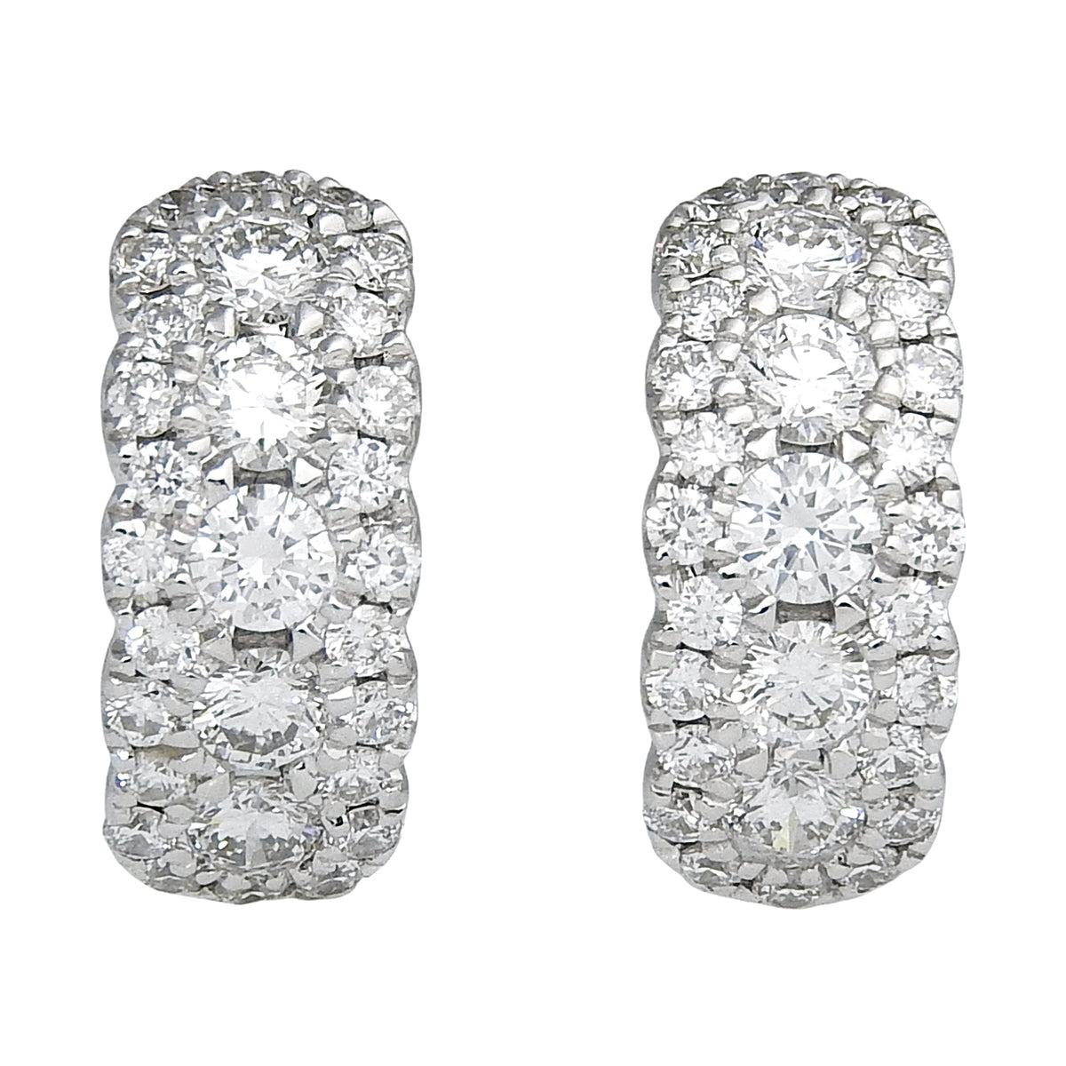 18K Diamond Mini Hoop Earrings Silver