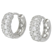 18K Diamond Mini Hoop Earrings Silver