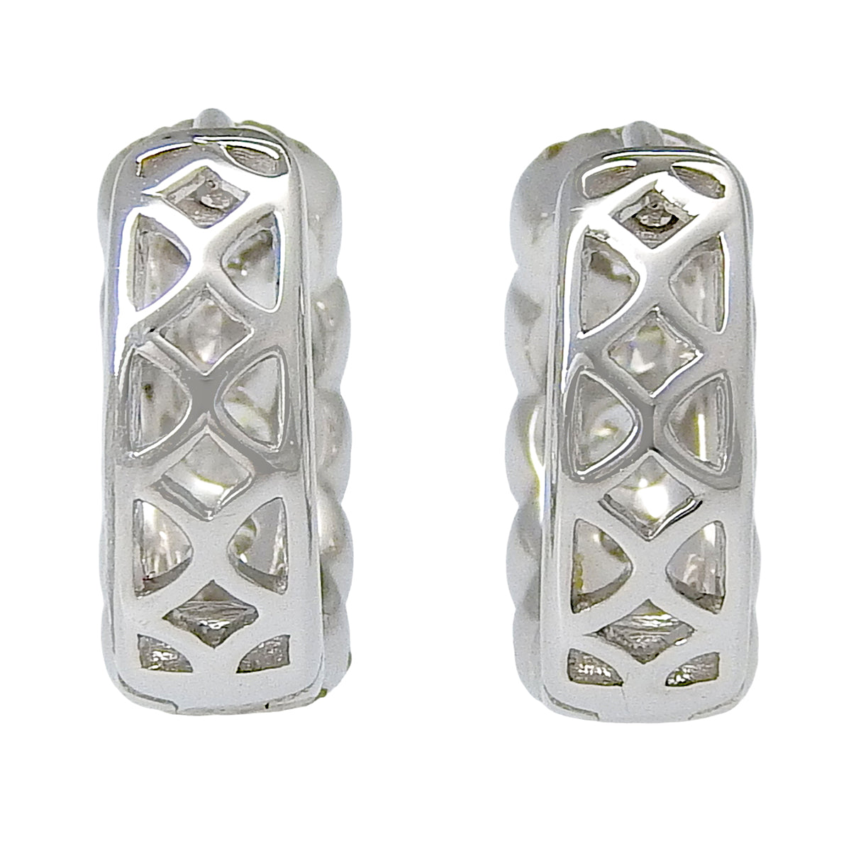 18K Diamond Mini Hoop Earrings Silver