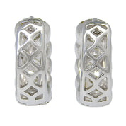 18K Diamond Mini Hoop Earrings Silver