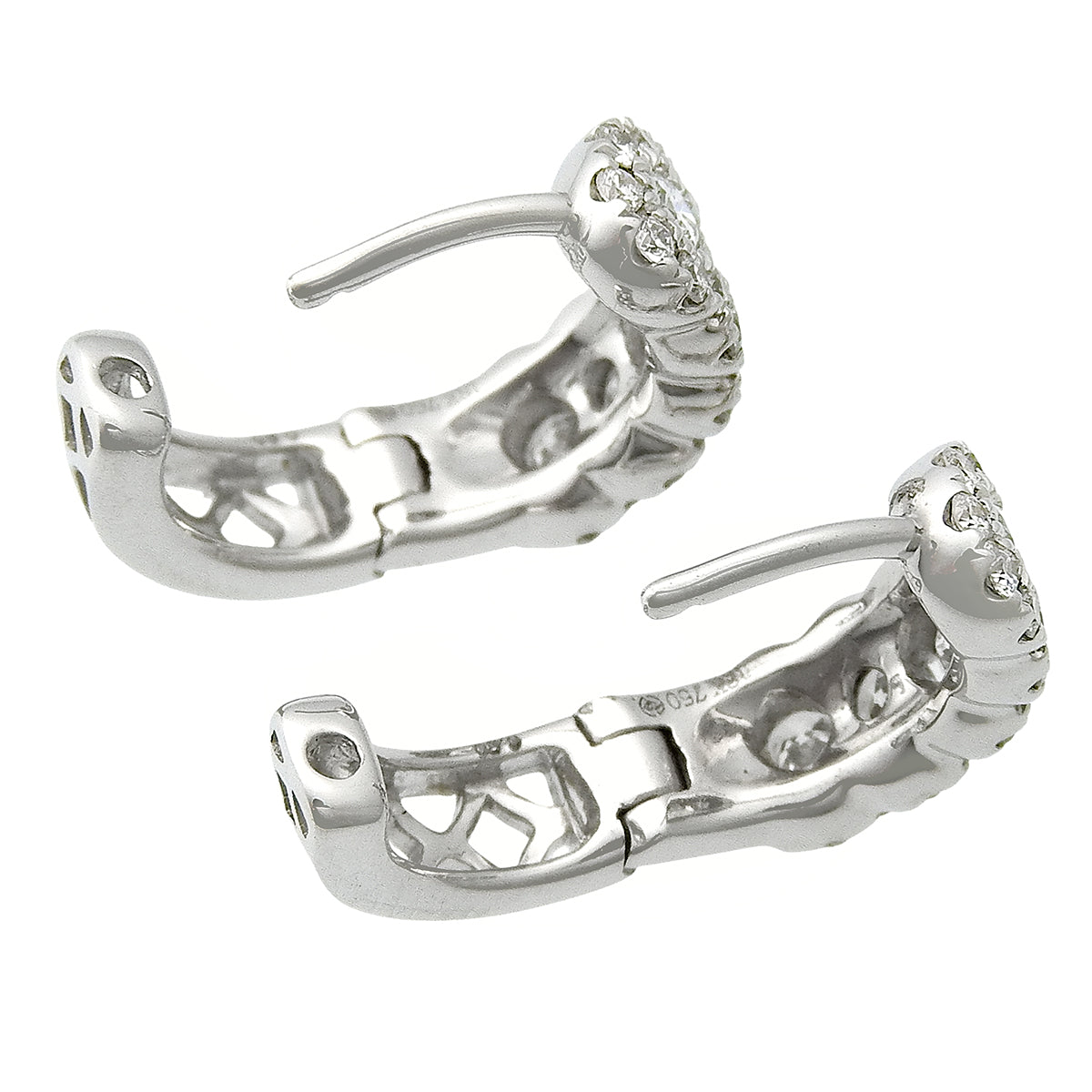 18K Diamond Mini Hoop Earrings Silver