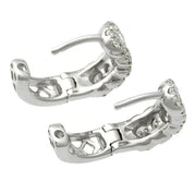 18K Diamond Mini Hoop Earrings Silver