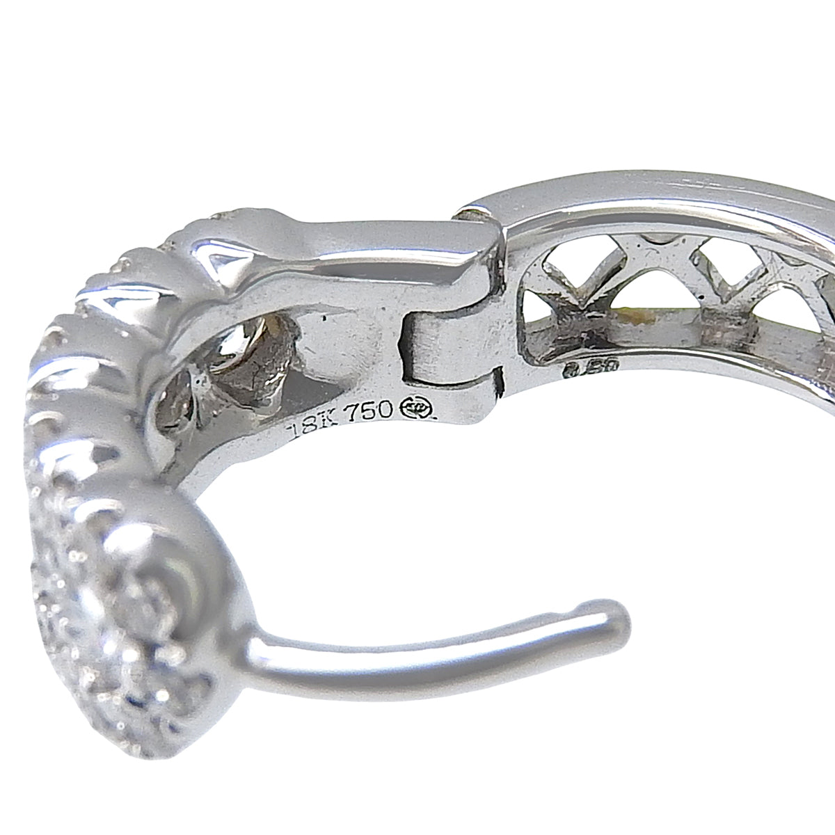 18K Diamond Mini Hoop Earrings Silver