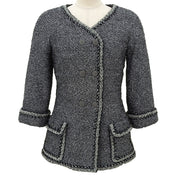 Lame Tweed Double-Breasted Jacket #34 Silver/Black