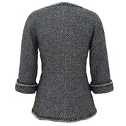 Lame Tweed Double-Breasted Jacket #34 Silver/Black