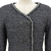 Lame Tweed Double-Breasted Jacket #34 Silver/Black