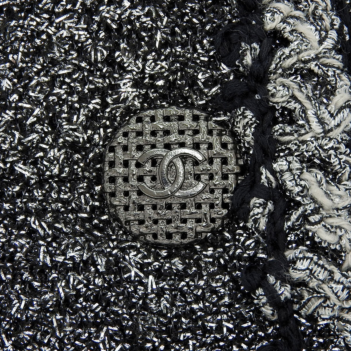 Lame Tweed Double-Breasted Jacket #34 Silver/Black