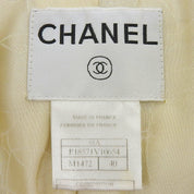 2001 CHANEL CC Mark Logo Pattern Collarless Coat #40 Beige