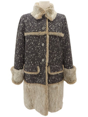 2001年製 ウールラパンファーCCマークボタンコート #36 グレー/ベージュ