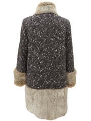 2001年製 ウールラパンファーCCマークボタンコート #36 グレー/ベージュ