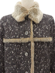 2001年製 ウールラパンファーCCマークボタンコート #36 グレー/ベージュ