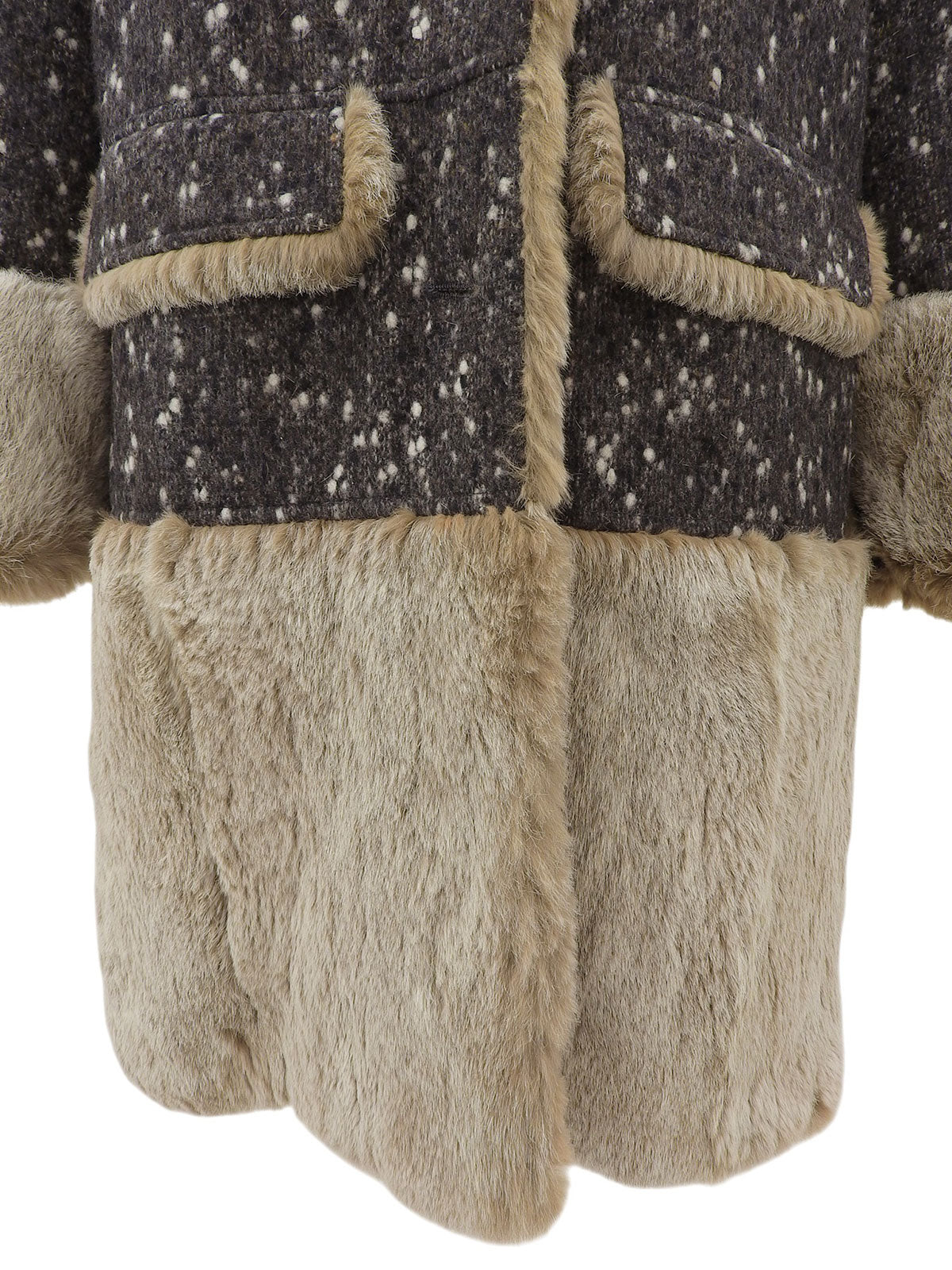 2001年製 ウールラパンファーCCマークボタンコート #36 グレー/ベージュ