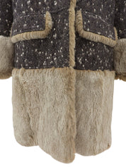 2001年製 ウールラパンファーCCマークボタンコート #36 グレー/ベージュ