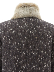 2001年製 ウールラパンファーCCマークボタンコート #36 グレー/ベージュ