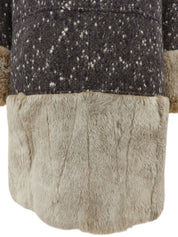 2001年製 ウールラパンファーCCマークボタンコート #36 グレー/ベージュ