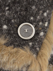 2001年製 ウールラパンファーCCマークボタンコート #36 グレー/ベージュ