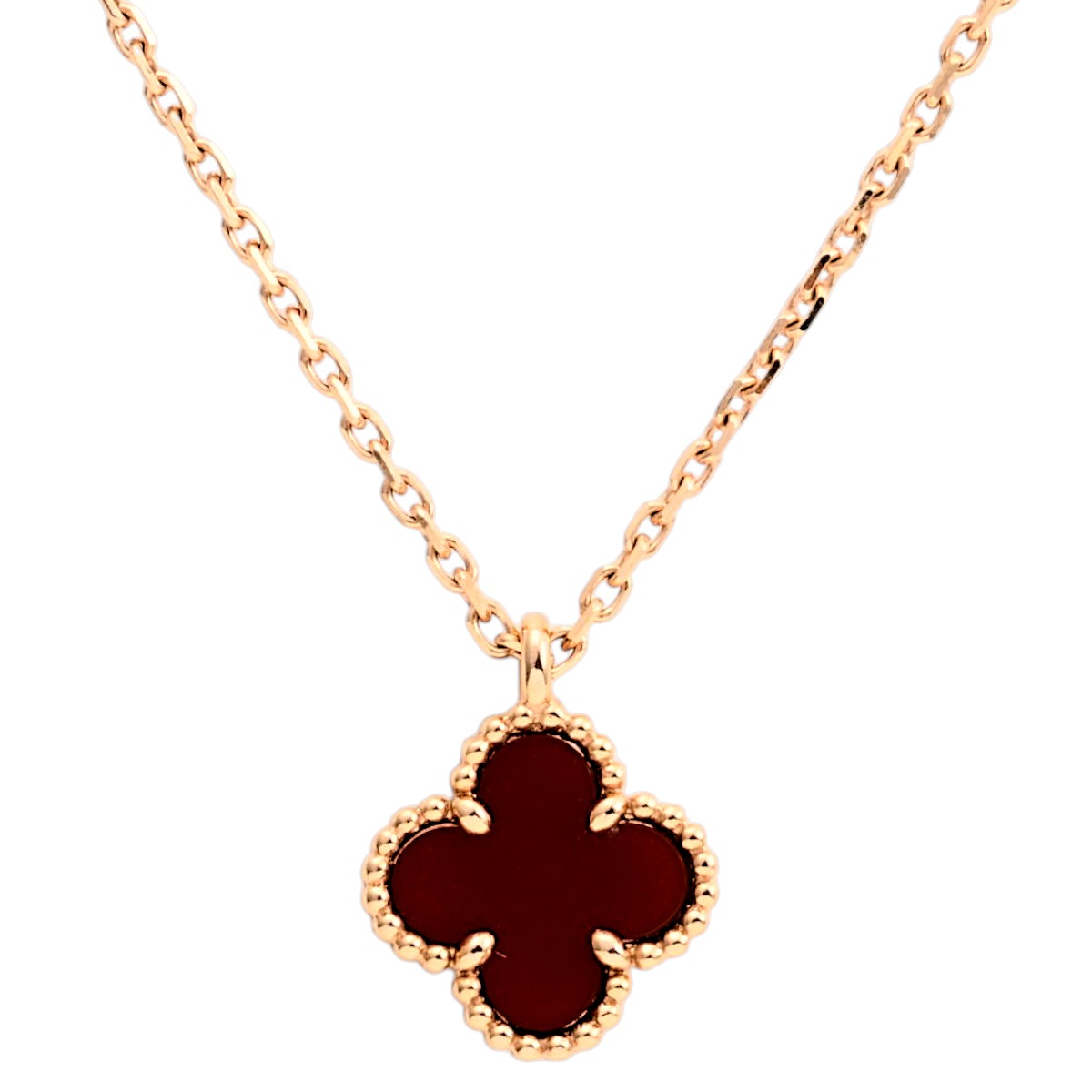 18K Sweet Alhambra Necklace Yellow Gold/Red