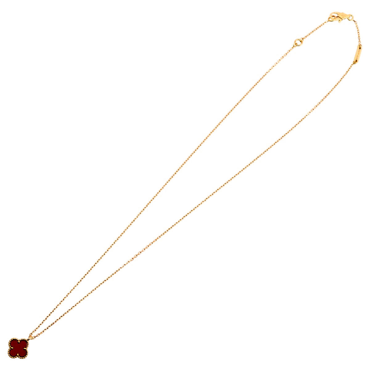 18K Sweet Alhambra Necklace Yellow Gold/Red