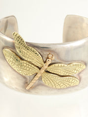 18K925 Dragonfly Motif Bangle Silver/Gold