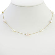 18K Pearl Necklace Gold/White