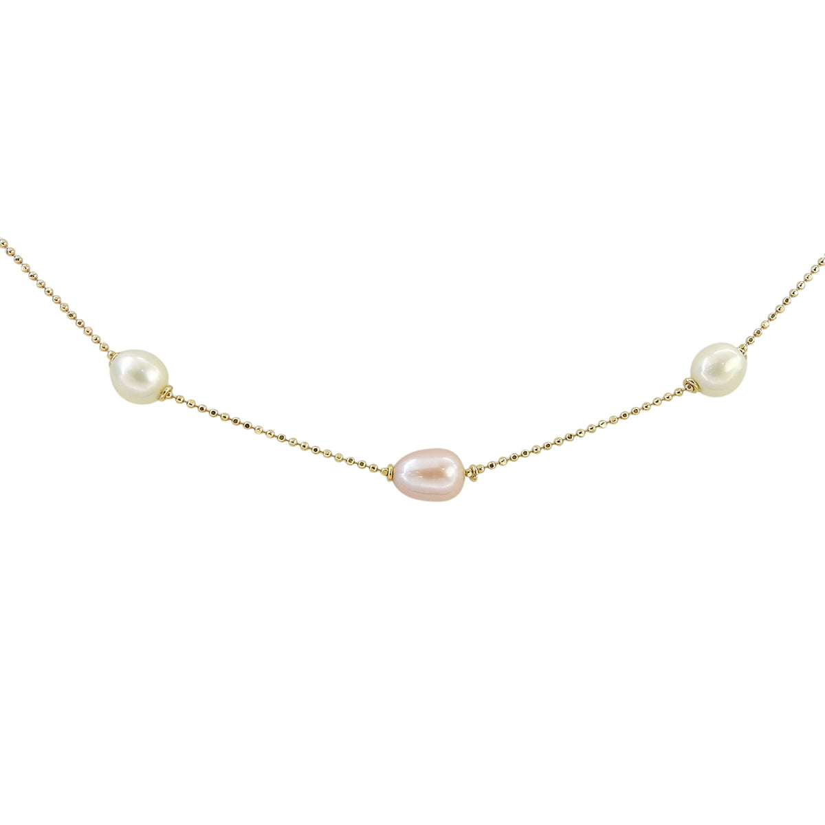 18K Pearl Necklace Gold/White