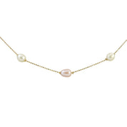 18K Pearl Necklace Gold/White