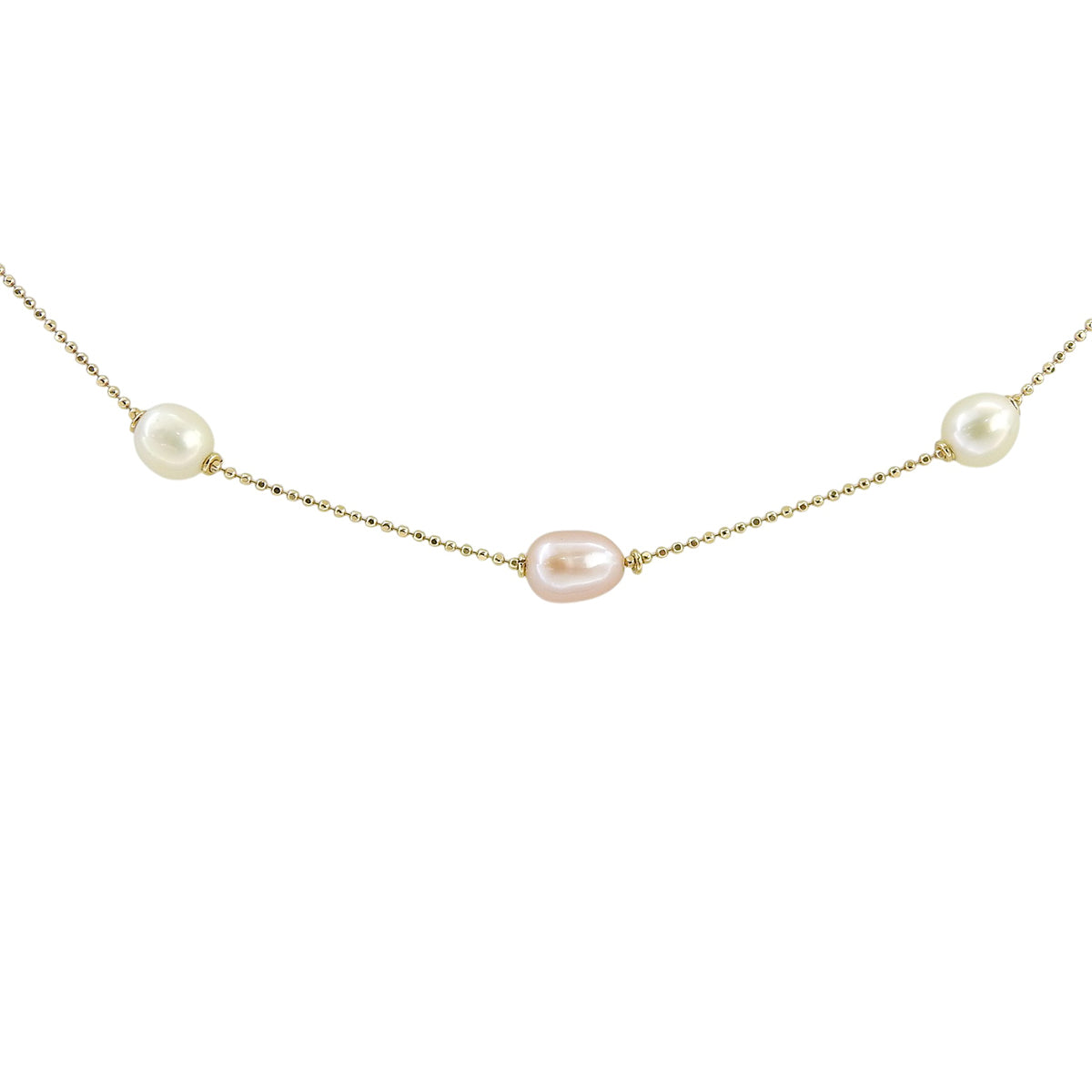 18K Pearl Necklace Gold/White