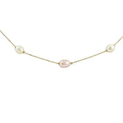 18K Pearl Necklace Gold/White