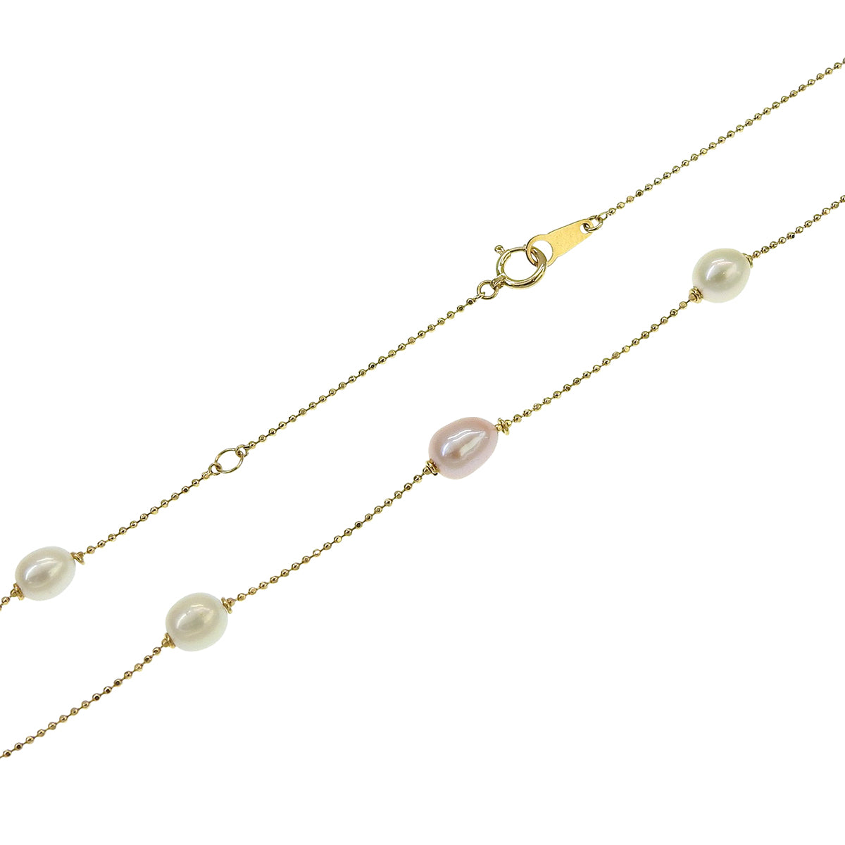 18K Pearl Necklace Gold/White