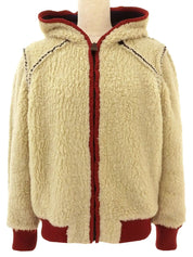 2008 Square CC Mark Zip-Up Boa Parka, Light Beige/Red