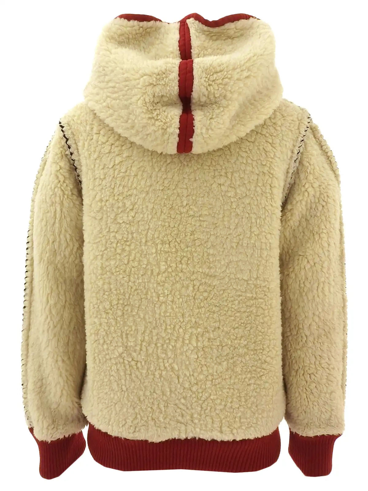 2008 Square CC Mark Zip-Up Boa Parka, Light Beige/Red
