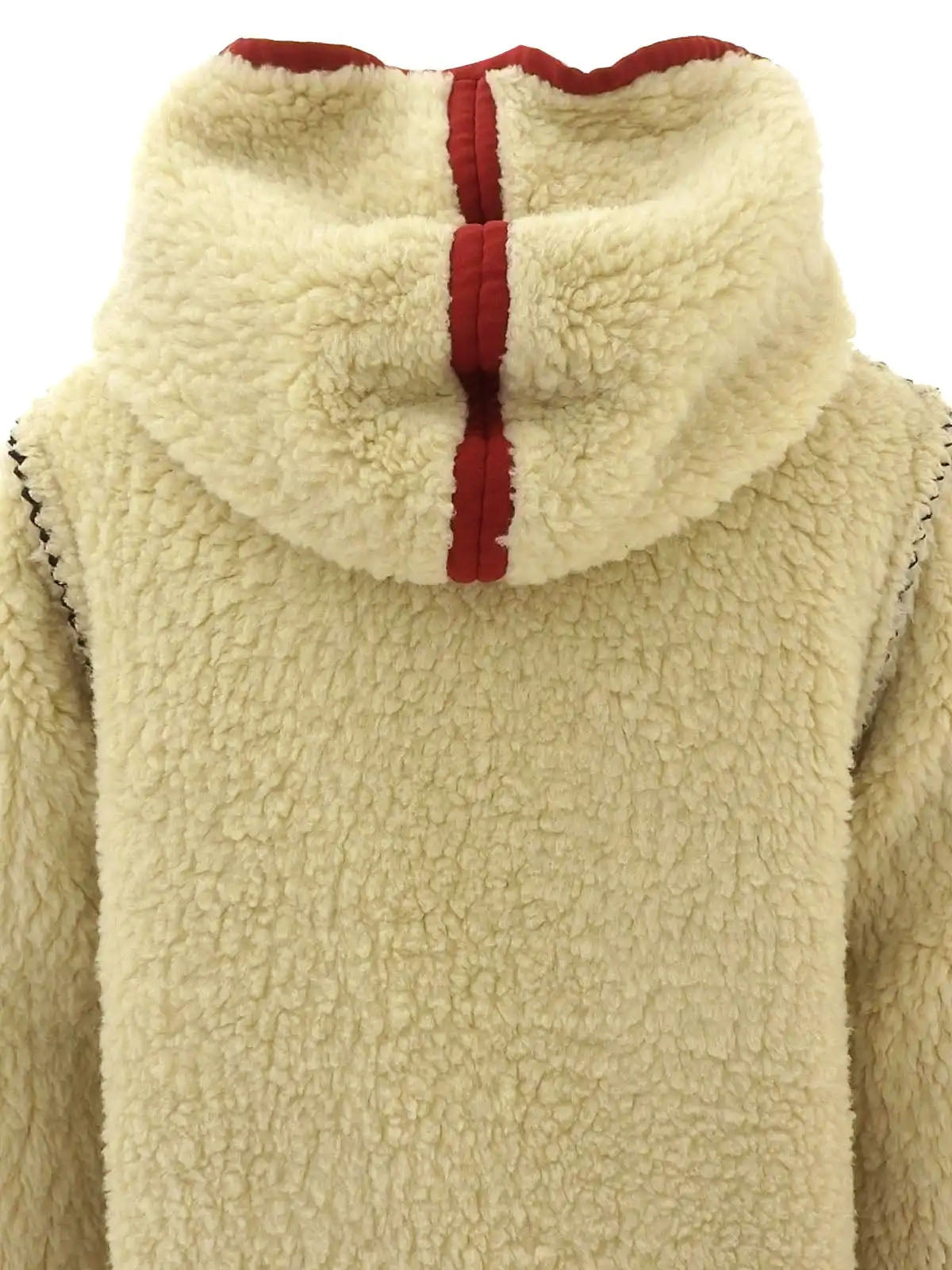 2008 Square CC Mark Zip-Up Boa Parka, Light Beige/Red
