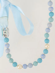 2005年製　パールCCマークプレートリボンネックレス　シルバー／ライトブルー／ホワイト