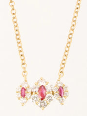 18K Gold/Red Diamond Ruby Design Necklace