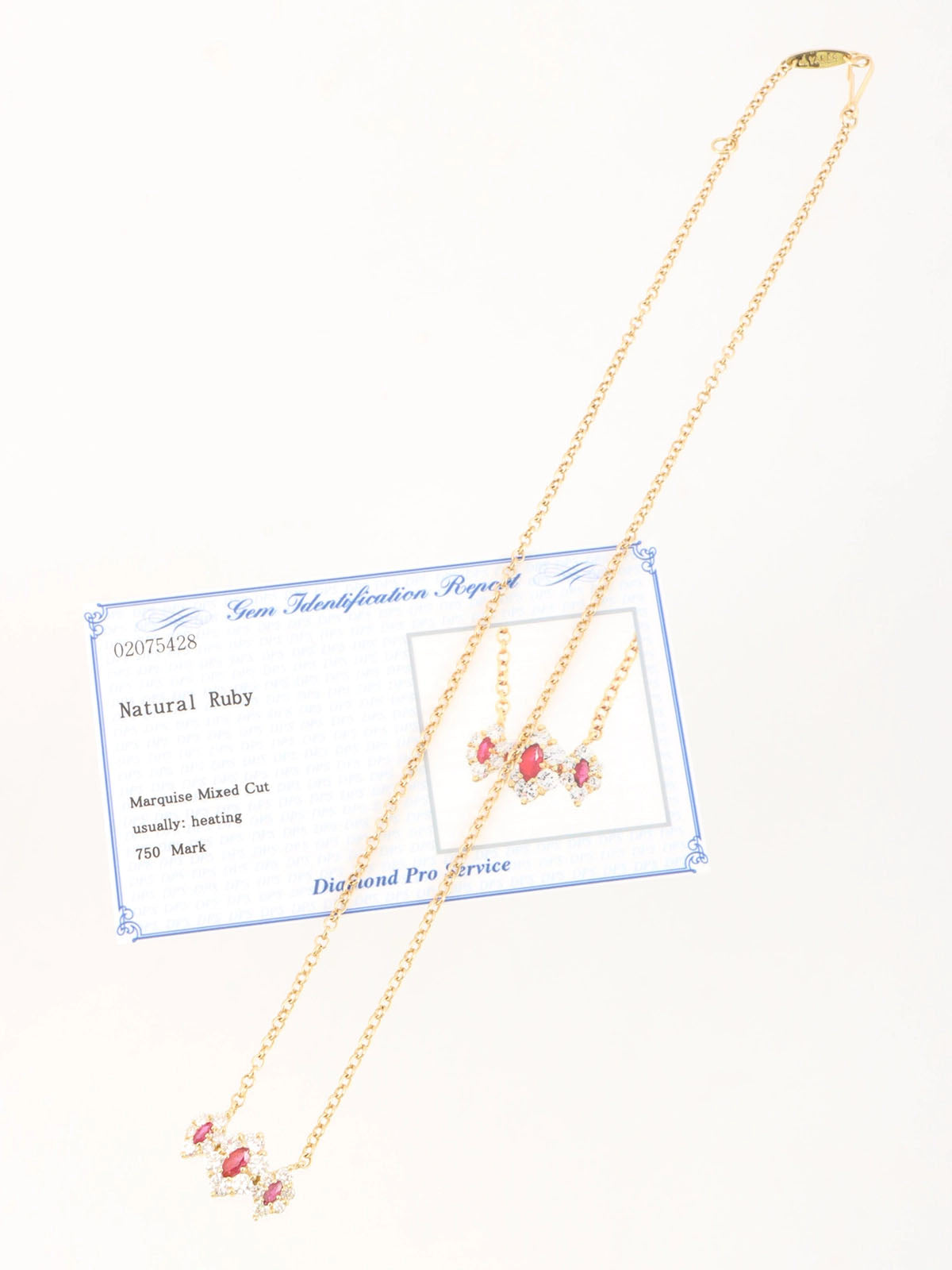 18K Gold/Red Diamond Ruby Design Necklace