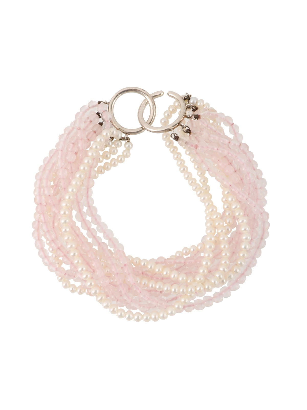 Torsade Bracelet Silver/White/Baby Pink
