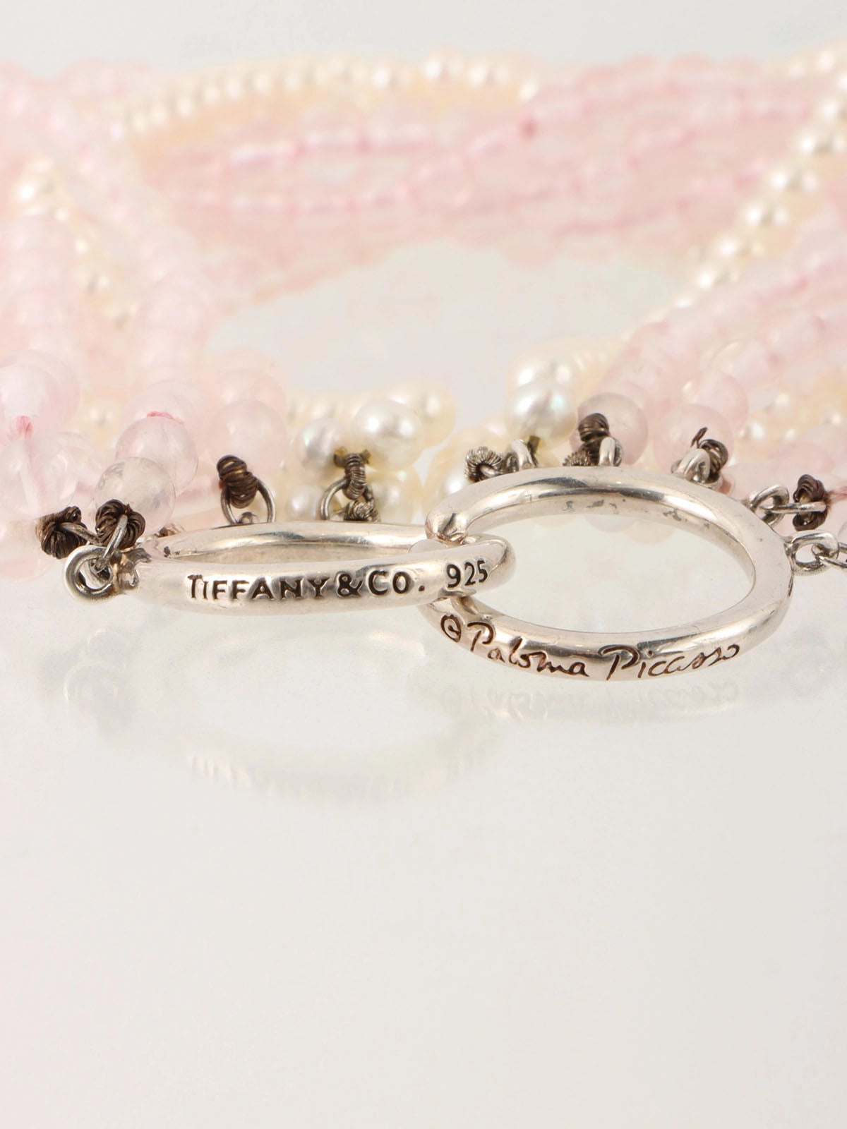 Torsade Bracelet Silver/White/Baby Pink