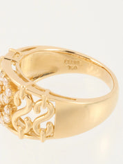 18K Gold Diamond Design Cutout Ring