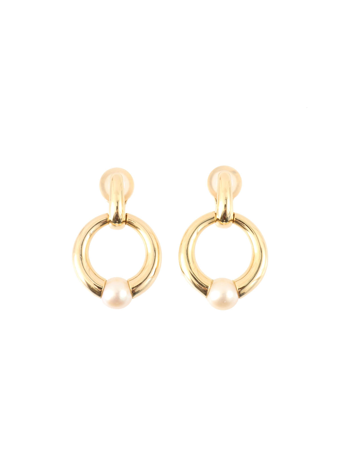 18Kペルラピアス　ホワイト／ゴールド