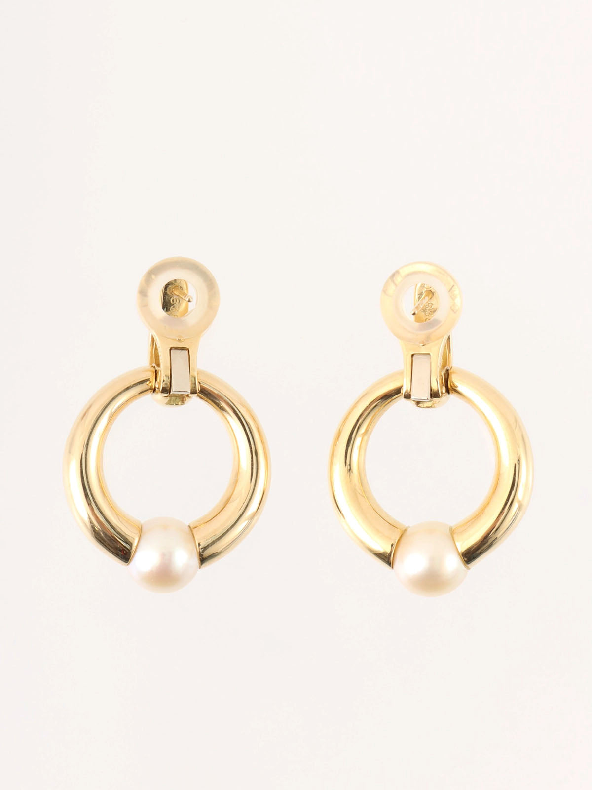 18Kペルラピアス　ホワイト／ゴールド