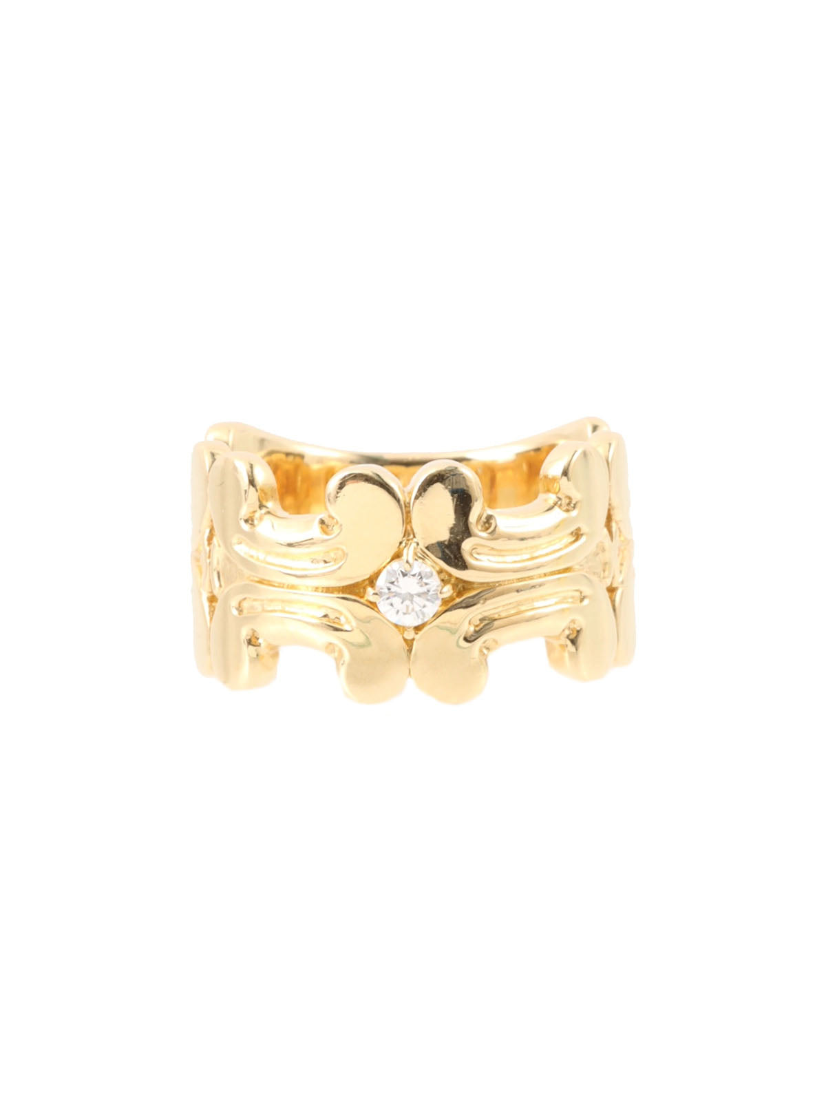 18K Gold Diamond Macadam Motif Ring